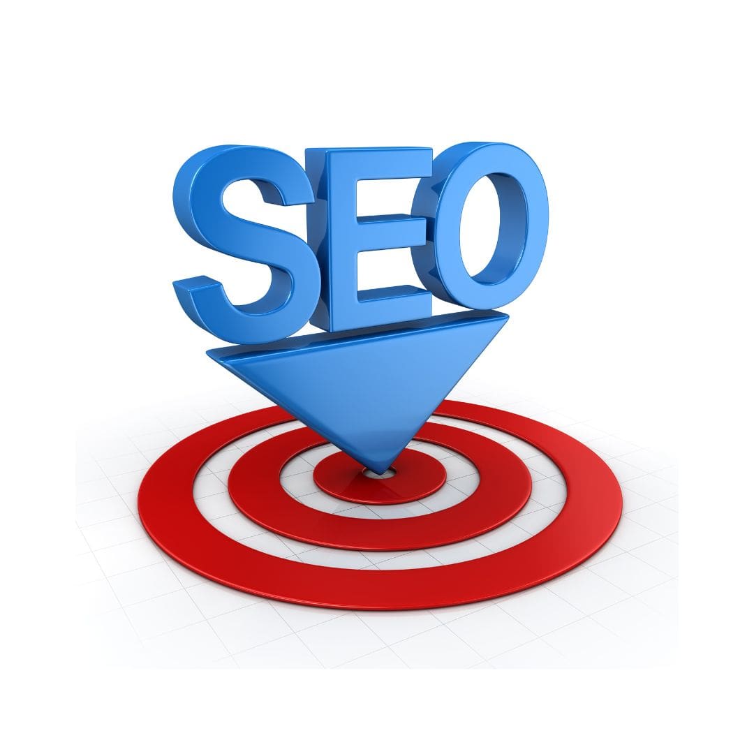 SEO text on red target representing precision in Dental SEO in 2025