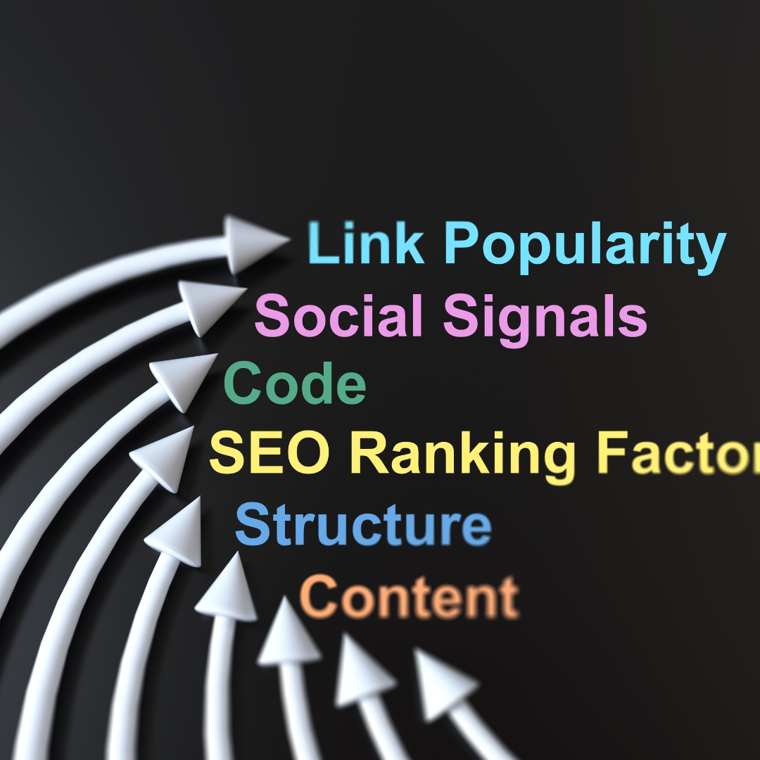 Graphic with SEO ranking factors like content, structure, and signals, tied to Google Business Profile for NGOs.